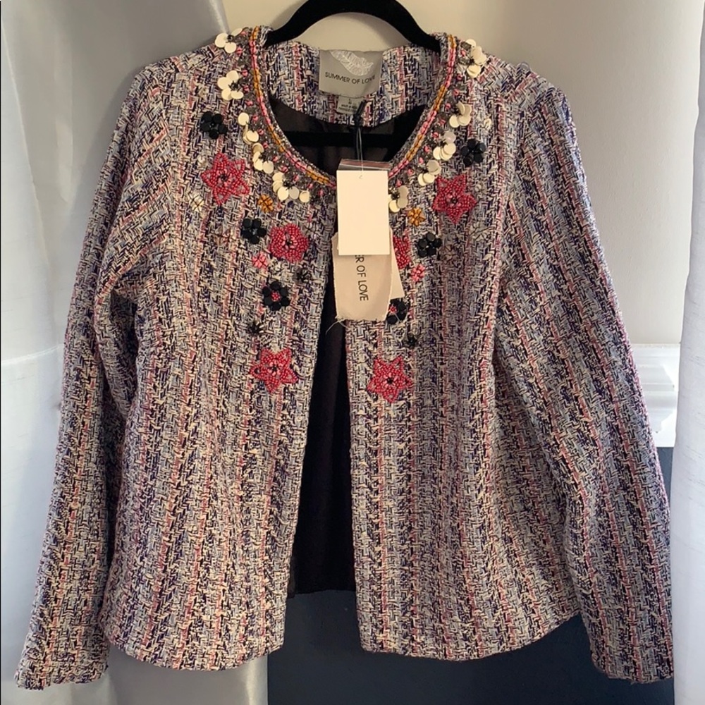 New NWT  summer of love Anthropologie blazer l
